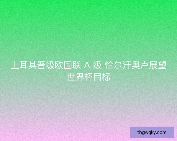 土耳其晋级欧国联 A 级 恰尔汗奥卢展望世界杯目标