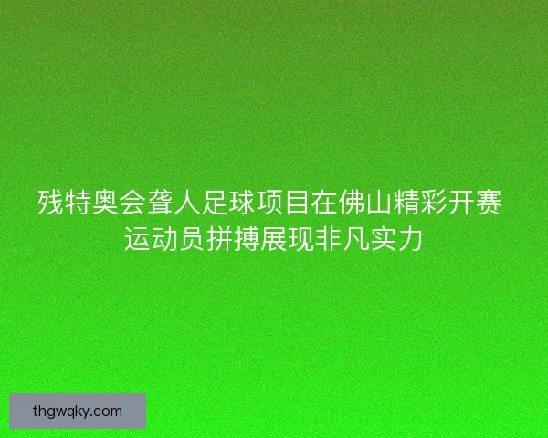 残特奥会聋人足球项目在佛山精彩开赛 运动员拼搏展现非凡实力