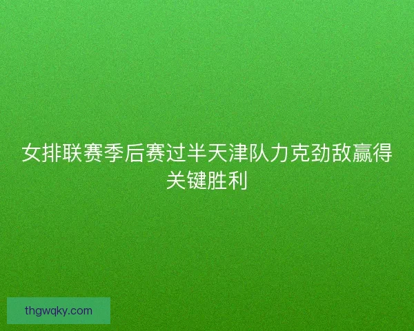 女排联赛季后赛过半天津队力克劲敌赢得关键胜利
